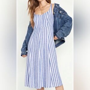 Blue and White Striped Dress